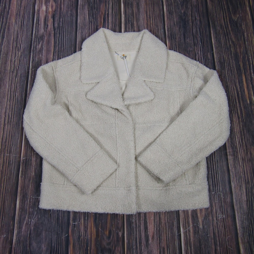 Marine Layer Quebec Sherpa Jacket Women Small Antique White Recycled Fleece NEW